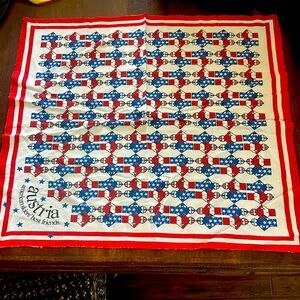 Vtg Austria American Skiers Best Friends Bandanna Cotton Scarf 21.5"